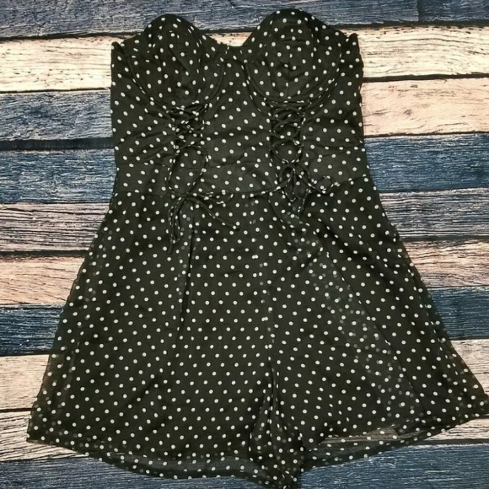 LF QED London Polka Dot Strapless Romper